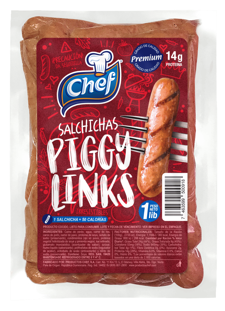 PRODUCTOS CHEF SALCHICHAS PIGGY LINKS